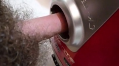 The vacuum cleaner hole and cumshot inside