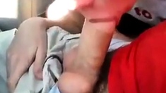 Blonde boy sucks daddy in the car