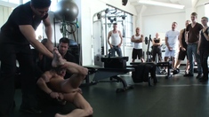 Entire gym full of gay members gang bang poor straight guy!