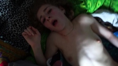 Small tit brunette gives a nice hard blowjob and fuck