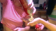 Blonde and brunette lesbians munch their asses