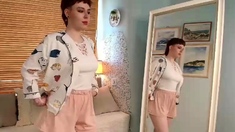 Petite amateur redheaded teen pisses and sucks cock