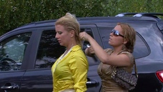 Busty blonde babe outdoor flash for cash