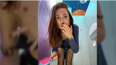 Dina_tease Outdoor Public Toilet Show