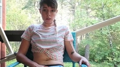 Brunette Amateur Masturbates on Webcam Outdoors