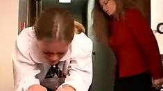 An Amateur Redhead Lesbian Is Eating Pussy From A Brunette