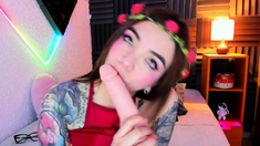 Cute Babe Plays Her Small Tits and Dildo