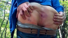 Spanked Twink Strips Outdoors