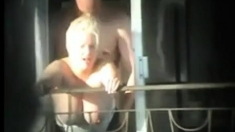 Spying Exhib Neighbour Fucking on Balcony BVR