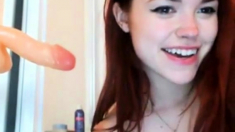 Cute sexy redhead blowjob dildo 1