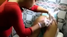 young girl getting brazilian wax