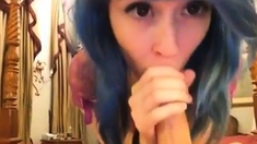 Emo chick sucks her friends dick